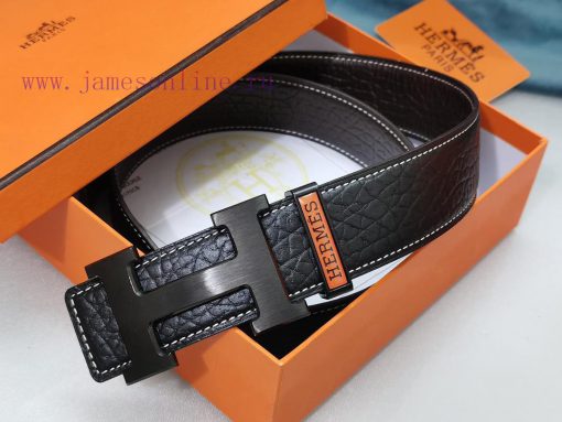 HERMES. HermesElephant leather pattern men's leather waist belt with a width of 3.8cm. The b mkpg6u7n