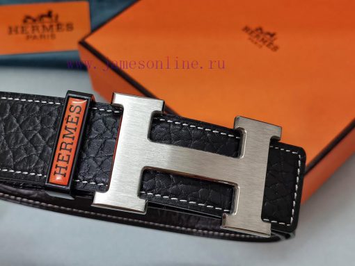 HERMES. HermesElephant leather pattern men's leather waist belt with a width of 3.8cm. The b ntt7qy6g - Image 5