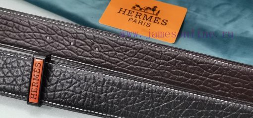 HERMES. HermesElephant leather pattern men's leather waist belt with a width of 3.8cm. The b m3lzju65 - Image 6