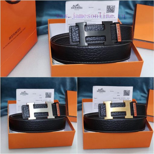 HERMES. HermesElephant leather pattern men's leather waist belt with a width of 3.8cm. The b mkpg6u7n - Image 7