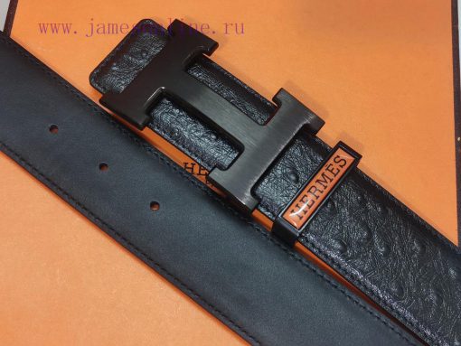 HERMES. HermesOstrich leather pattern men's leather belt with a width of 3.8cm. The belt bod ysywdphx - Image 3