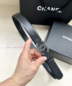 Width 3.0cm Chanel imported soft calf leather with clear grain, accessories gold silver/meta fav7zum2