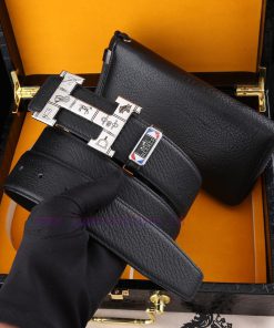 MADE IN FRANCEWooden box with accompanying picturesHERME @ Belt+Wallet SetBuckle material: T jxi1f9oa