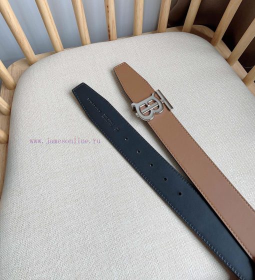Burberry TB Exclusive Logo Pattern Italian Leather Belt with Versatile Two tone Design, Belt h150u5cr - Image 4
