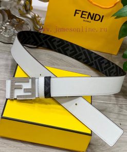FENDI style, width 4.0CM, double ring front and back waist belt with FF nail buckle, white C aek52fw6