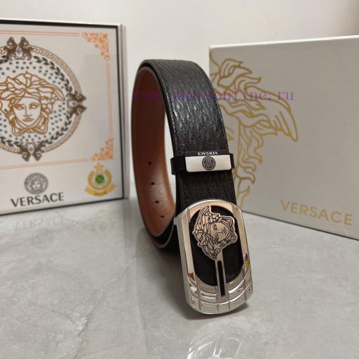 Versace. VersaceMaterial: Leather Belt with 100% Head Layer. The leather belt is guaranteed qf315v7c - Image 3