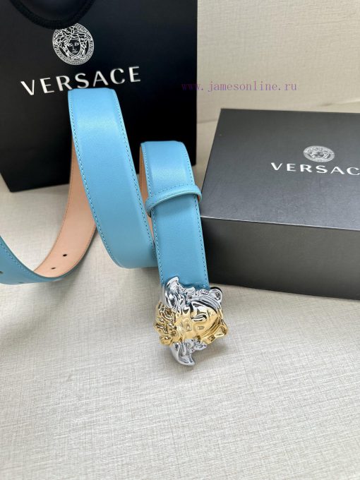 Width 4.0cm Versace This soft belt is adorned with colorful 3D Medusa belt buckle, which can 53di31dx - Image 3