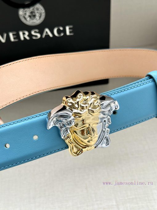 Width 4.0cm Versace This soft belt is adorned with colorful 3D Medusa belt buckle, which can 53di31dx - Image 4