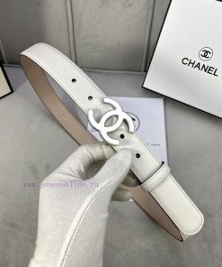 Width 3.0cm Chanel Women's Classic Belt and Strap New Smooth Inner Lining Matte Cowhide Silv h9dkd5bs