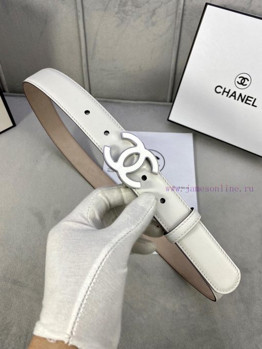 Width 3.0cm Chanel Women's Classic Belt and Strap New Smooth Inner Lining Matte Cowhide Silv h9dkd5bs - Image 2