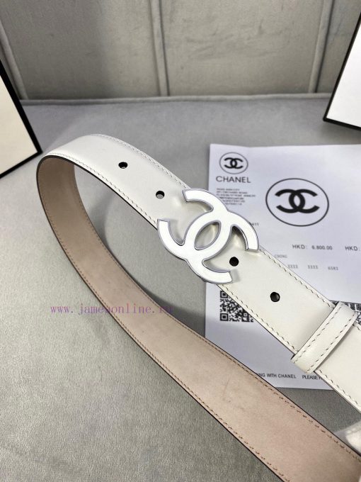 Width 3.0cm Chanel Women's Classic Belt and Strap New Smooth Inner Lining Matte Cowhide Silv h9dkd5bs - Image 4