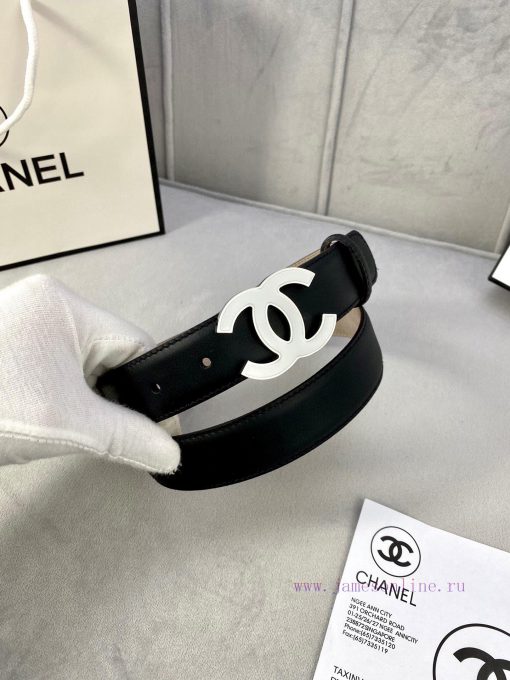 Width 3.0cm Chanel Women's Classic Belt and Strap New Smooth Inner Lining Matte Cowhide Silv qq941t1i - Image 6