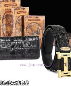 Real crocodile belt+walletDouble piece wooden box with accompanying picturesHERMES Belt+Wall rbkxhvgq