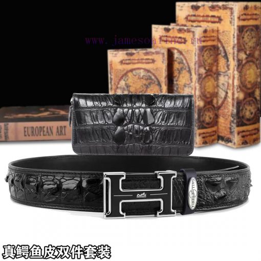 Real crocodile belt+walletDouble piece wooden box with accompanying picturesHERMES Belt+Wall 2jjp8sv5 - Image 5