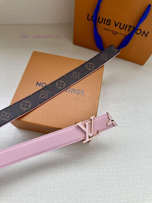 The 3.0-wide Pretty LV double-sided belt features a dazzling metal carved LV Initiales buckl cimm3whj - Image 7