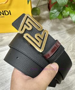 FENDL 40MM wide double-sided original calf leather with a single ruthenium palladium plated 1lkmdt6z
