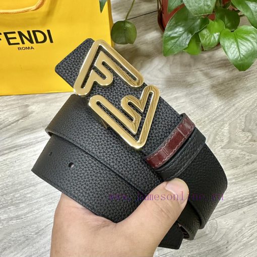FENDL 40MM wide double-sided original calf leather with a single ruthenium palladium plated 1lkmdt6z