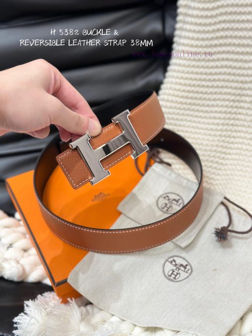 Hermes. HermesFull set of men's genuine leather waist belt with a width of 3.8cm. Original b ti9648uv - Image 2