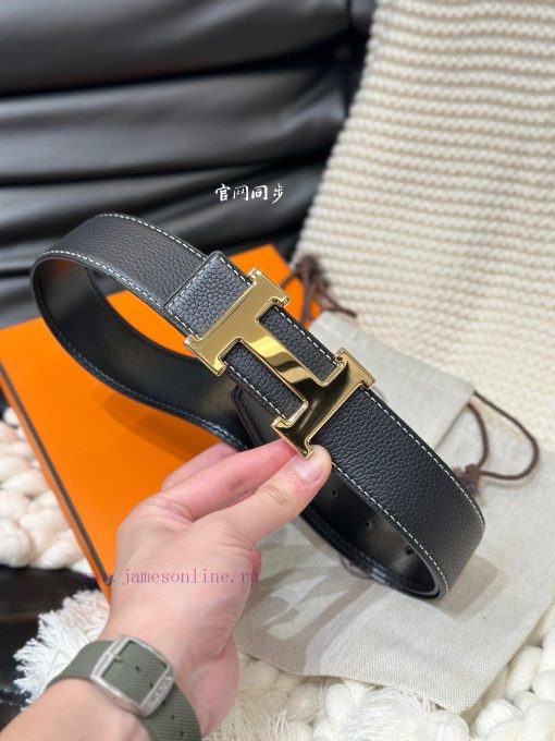 Hermes. HermesFull set of men's genuine leather waist belt with a width of 3.8cm. Original b wys3docb - Image 3