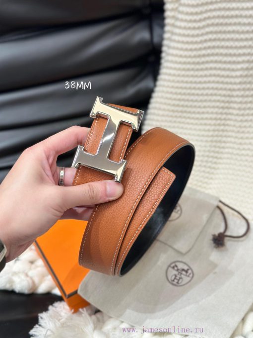 Hermes. HermesFull set of men's genuine leather waist belt with a width of 3.8cm. Original b ti9648uv - Image 4