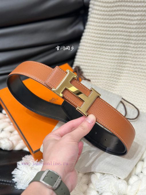 Hermes. HermesFull set of men's genuine leather waist belt with a width of 3.8cm. Original b lgi2h205 - Image 3