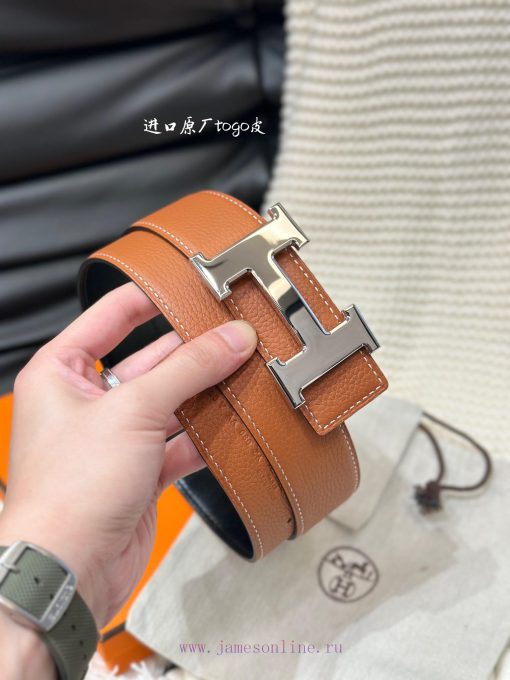 Hermes. HermesFull set of men's genuine leather waist belt with a width of 3.8cm. Original b ti9648uv - Image 6