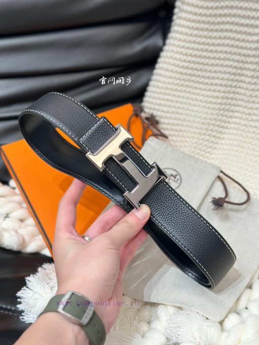 Hermes. HermesFull set of men's genuine leather waist belt with a width of 3.8cm. Original b qqny8syu - Image 3
