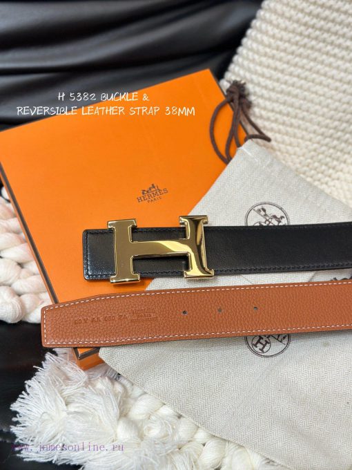 Hermes. HermesFull set of men's genuine leather waist belt with a width of 3.8cm. Original b lgi2h205 - Image 5