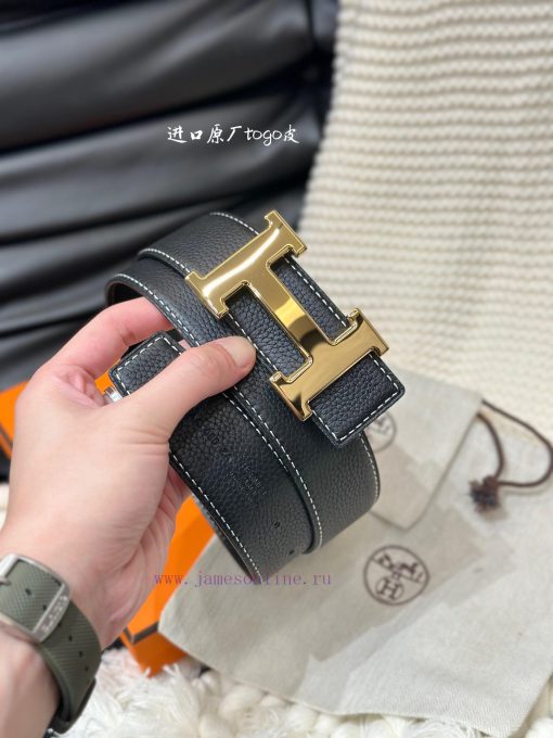 Hermes. HermesFull set of men's genuine leather waist belt with a width of 3.8cm. Original b wys3docb - Image 6