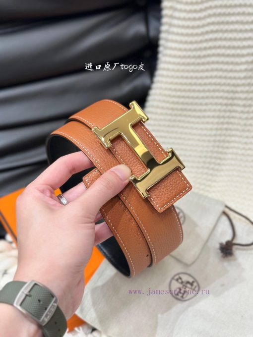 Hermes. HermesFull set of men's genuine leather waist belt with a width of 3.8cm. Original b lgi2h205 - Image 6