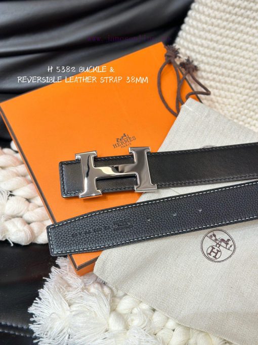 Hermes. HermesFull set of men's genuine leather waist belt with a width of 3.8cm. Original b qqny8syu - Image 5