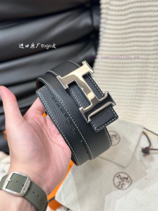 Hermes. HermesFull set of men's genuine leather waist belt with a width of 3.8cm. Original b qqny8syu - Image 6