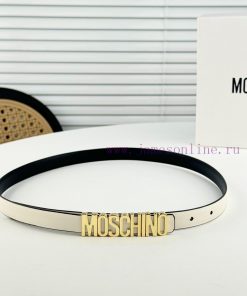 Moschino versatile letter buckle, double-sided head layer plain weave waist belt with a widt wx20a960