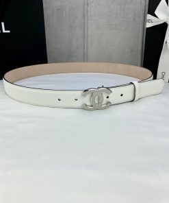 Width 3.0cm Chanel Women's Classic Belt and Strap New Smooth Inner Lining Matte Cowhide Silv u5qa4quo
