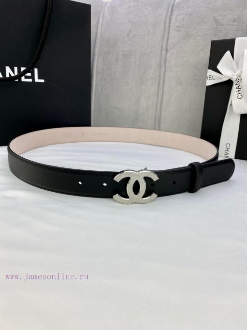 Width 3.0cm Chanel Women's Classic Belt and Strap New Smooth Inner Lining Matte Cowhide Silv fx0ndde4 - Image 2