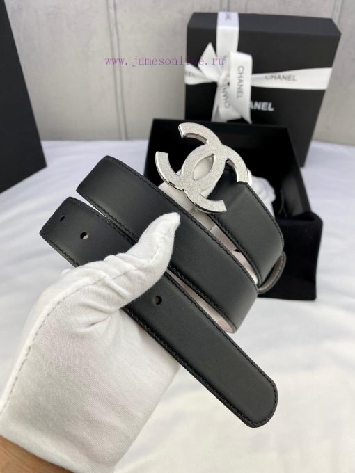 Width 3.0cm Chanel Women's Classic Belt and Strap New Smooth Inner Lining Matte Cowhide Silv fx0ndde4 - Image 3