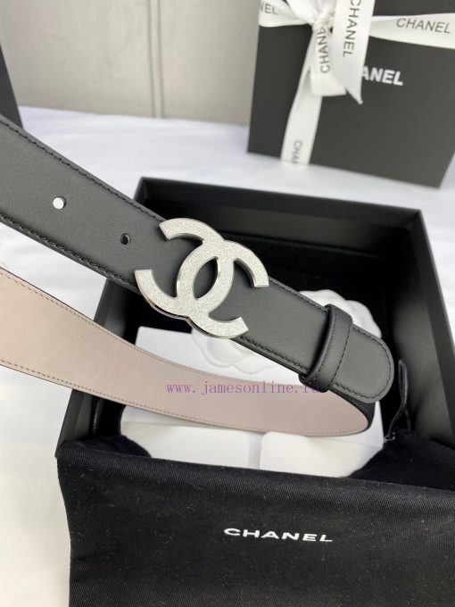 Width 3.0cm Chanel Women's Classic Belt and Strap New Smooth Inner Lining Matte Cowhide Silv fx0ndde4 - Image 5