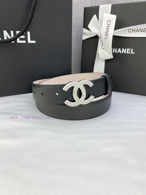 Width 3.0cm Chanel Women's Classic Belt and Strap New Smooth Inner Lining Matte Cowhide Silv fx0ndde4 - Image 6