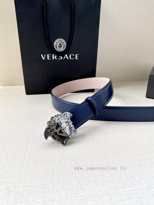 Width 4.0cm Versace Versace This soft belt is adorned with a 3D Medusa belt buckle, which ca 25tytpvn - Image 6