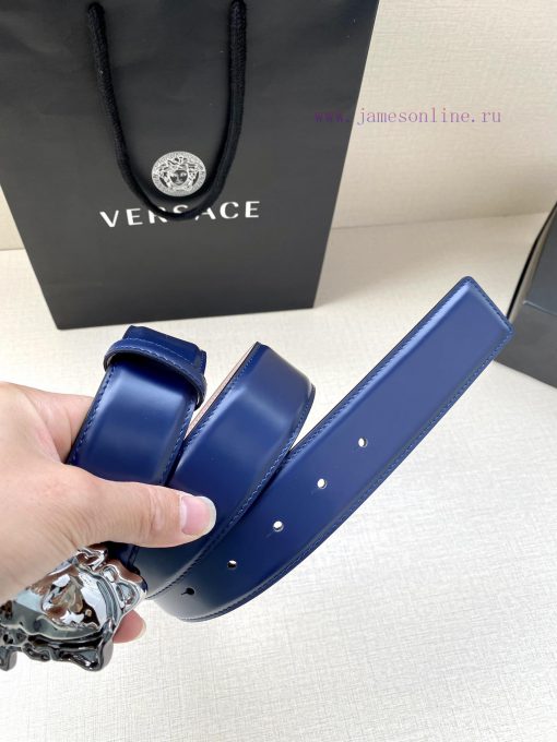 Width 4.0cm Versace Versace This soft belt is adorned with a 3D Medusa belt buckle, which ca 25tytpvn - Image 7