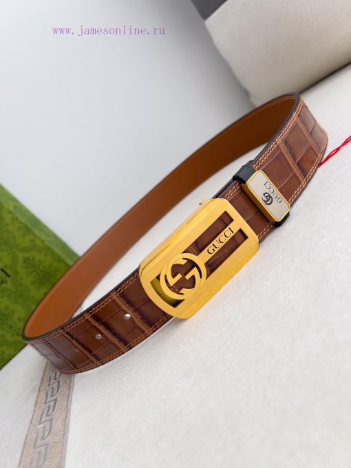 Gucci Gucci Belt ️ BeltHanging buckle, pure steel material buckle head, top layer cowhide, p 7v3run32 - Image 4