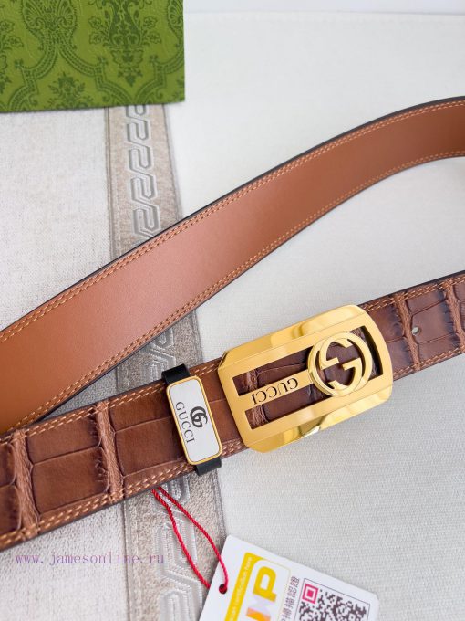 Gucci Gucci Belt ️ BeltHanging buckle, pure steel material buckle head, top layer cowhide, p 7v3run32 - Image 5