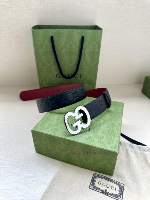 Width 4.0cm Gucci interlocking double G steel buckle, derived from modern style collection d 6qo4hmgv - Image 6