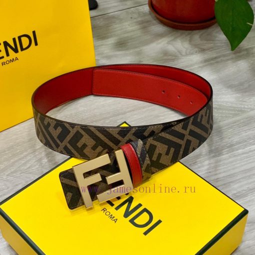FENDI style, width 4.0CM, double ring front and back waist belt with FF nail buckle, big red 19q6l9wg