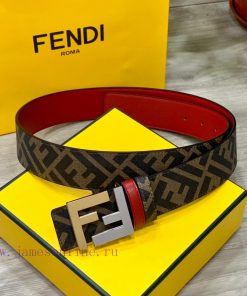 FENDI style, width 4.0CM, double ring front and back waist belt with FF nail buckle, big red sztlwxdh