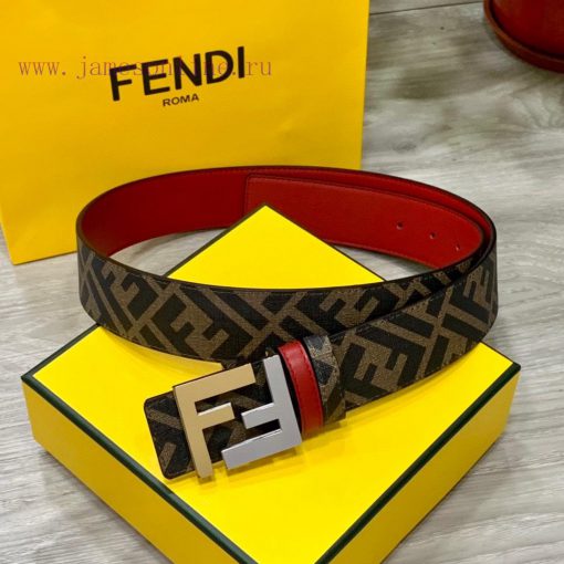 FENDI style, width 4.0CM, double ring front and back waist belt with FF nail buckle, big red sztlwxdh - Image 2