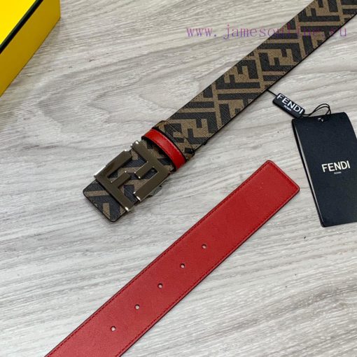 FENDI style, width 4.0CM, double ring front and back waist belt with FF nail buckle, big red bpes91ws - Image 4