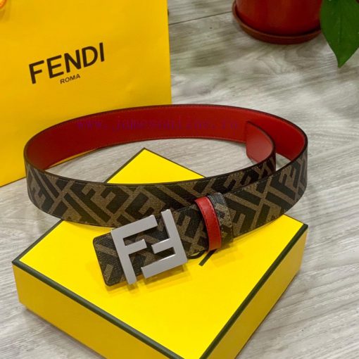 FENDI style, width 4.0CM, double ring front and back waist belt with FF nail buckle, big red r89zkrq5