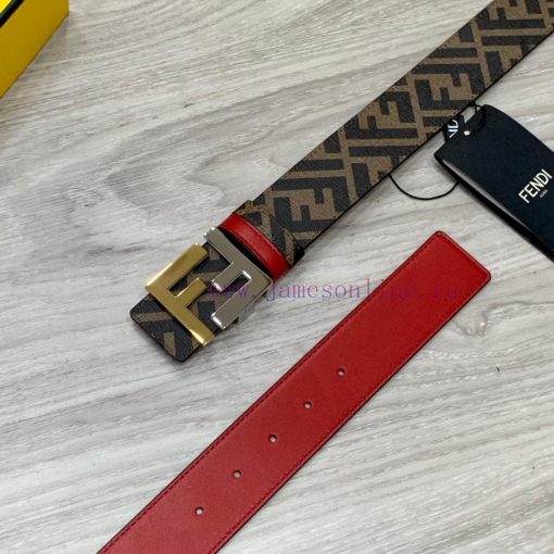 FENDI style, width 4.0CM, double ring front and back waist belt with FF nail buckle, big red sztlwxdh - Image 4