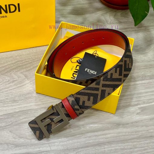 FENDI style, width 4.0CM, double ring front and back waist belt with FF nail buckle, big red bpes91ws - Image 5